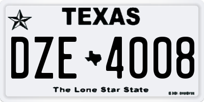 TX license plate DZE4008