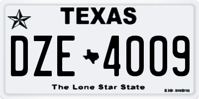 TX license plate DZE4009