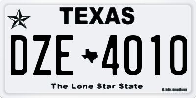 TX license plate DZE4010