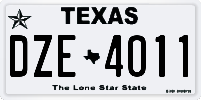 TX license plate DZE4011