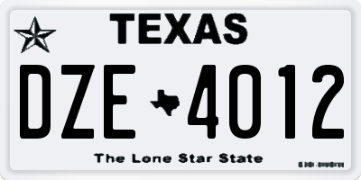 TX license plate DZE4012