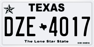 TX license plate DZE4017