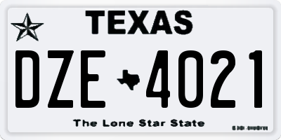 TX license plate DZE4021