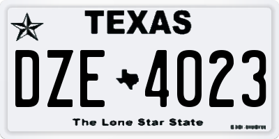 TX license plate DZE4023