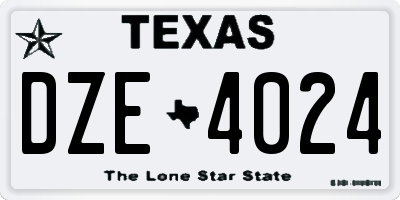 TX license plate DZE4024