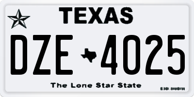 TX license plate DZE4025
