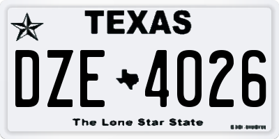 TX license plate DZE4026