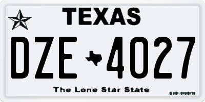TX license plate DZE4027