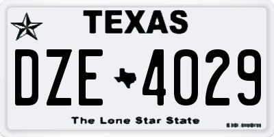 TX license plate DZE4029