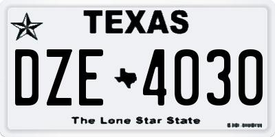TX license plate DZE4030