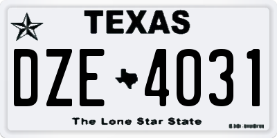 TX license plate DZE4031