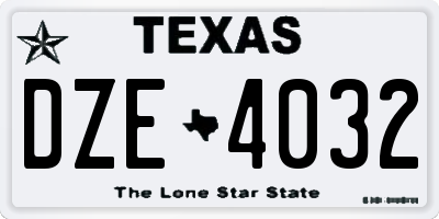 TX license plate DZE4032