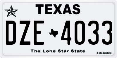 TX license plate DZE4033