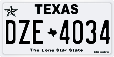 TX license plate DZE4034