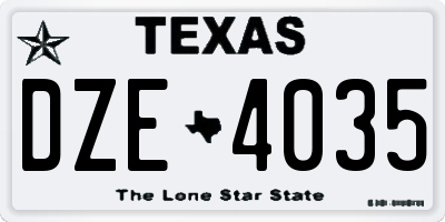 TX license plate DZE4035