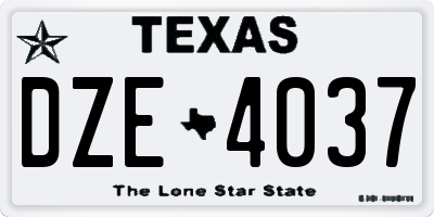 TX license plate DZE4037