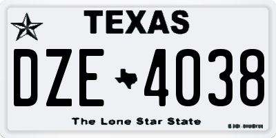 TX license plate DZE4038