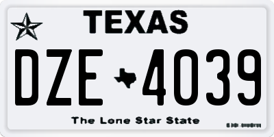 TX license plate DZE4039