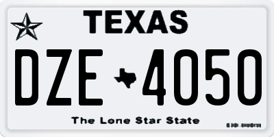 TX license plate DZE4050