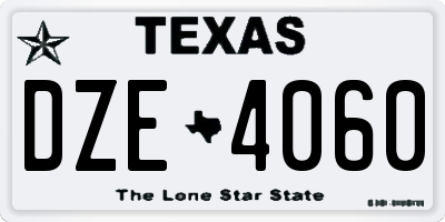 TX license plate DZE4060