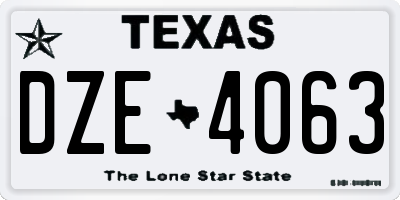 TX license plate DZE4063