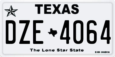 TX license plate DZE4064