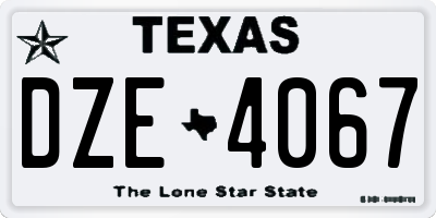 TX license plate DZE4067
