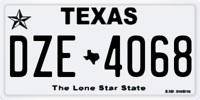 TX license plate DZE4068
