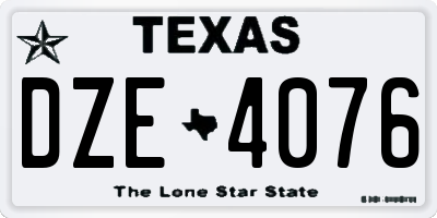 TX license plate DZE4076