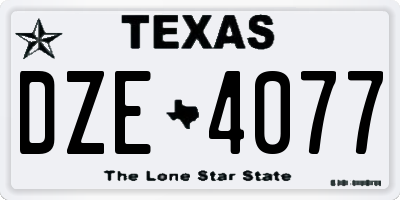 TX license plate DZE4077
