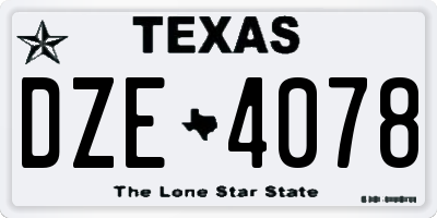 TX license plate DZE4078