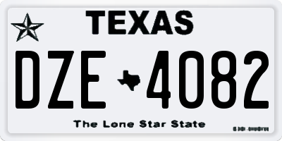 TX license plate DZE4082