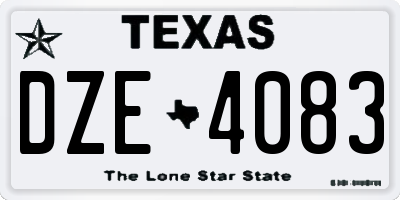 TX license plate DZE4083