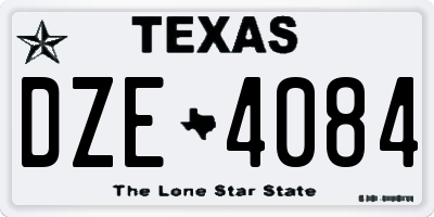 TX license plate DZE4084