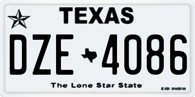 TX license plate DZE4086