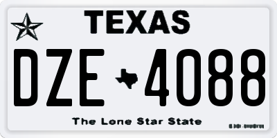 TX license plate DZE4088