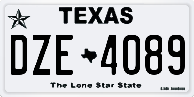 TX license plate DZE4089
