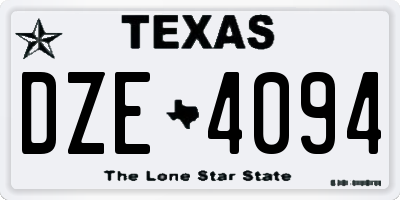 TX license plate DZE4094