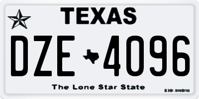 TX license plate DZE4096