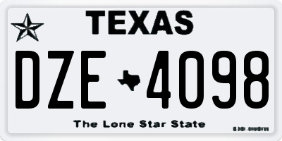 TX license plate DZE4098