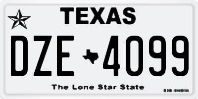 TX license plate DZE4099