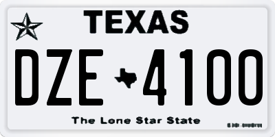 TX license plate DZE4100