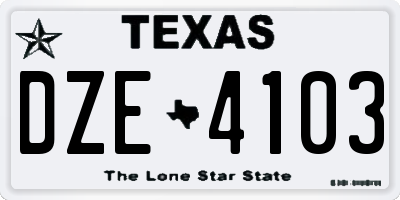 TX license plate DZE4103