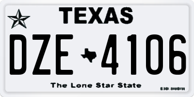 TX license plate DZE4106
