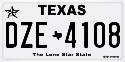 TX license plate DZE4108