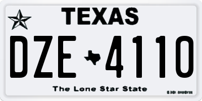 TX license plate DZE4110
