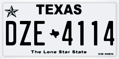 TX license plate DZE4114