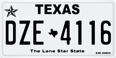 TX license plate DZE4116