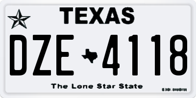TX license plate DZE4118