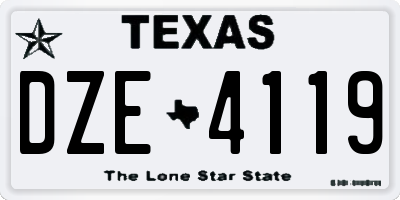 TX license plate DZE4119